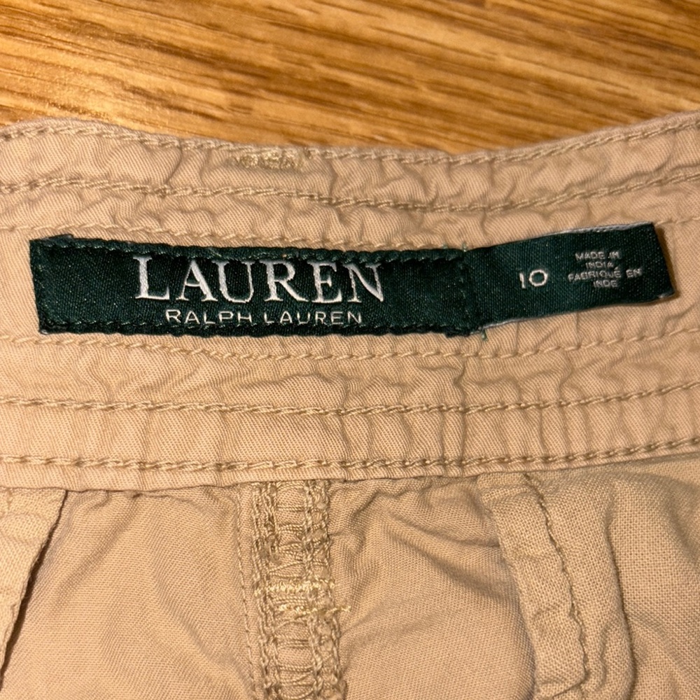 Lauren by Ralph Lauren Tan Kakhi Roll Tab Shorts - Picture 4 of 5